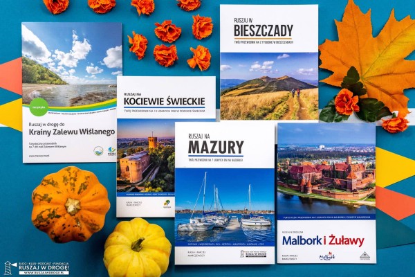 Zestaw ksiazek przewodniki turystyczne na prezent Bieszczady Mazury Kociewie