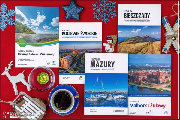 Zestaw książek na prezent Bieszczady Mazury Kociewie Przewodniki z gratisem